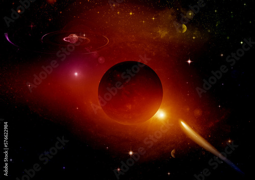 Obraz na płótnie galaxy in a free space. 3D rendering w salonie