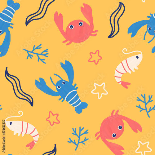Seamless pattern with crustaceans