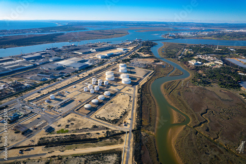 Aerial view above gas refinery in southern Spain photo
