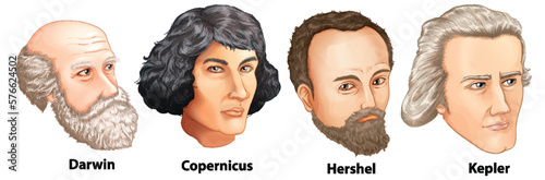 Great scientist astronomers portrait vector