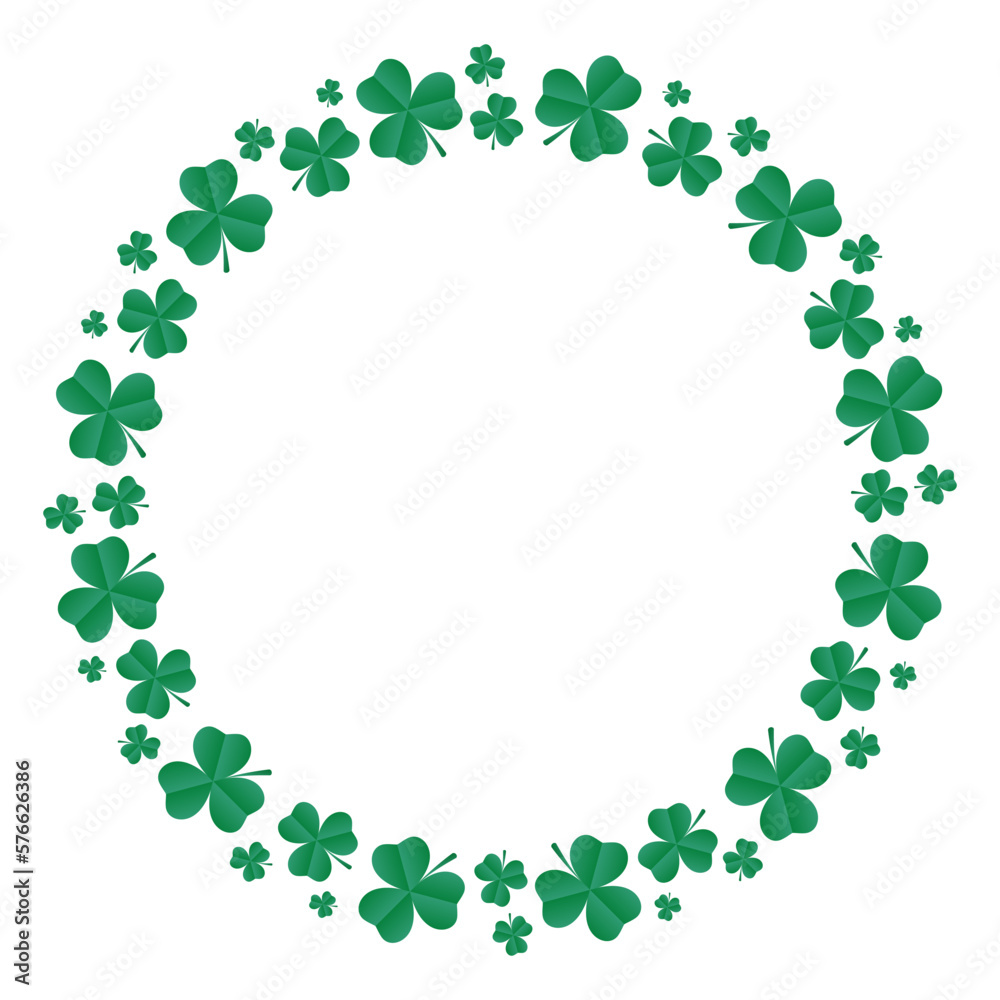 Square frame of emerald shamrocks. Vector illustration Square frame of emerald shamrocks. Vector illustration