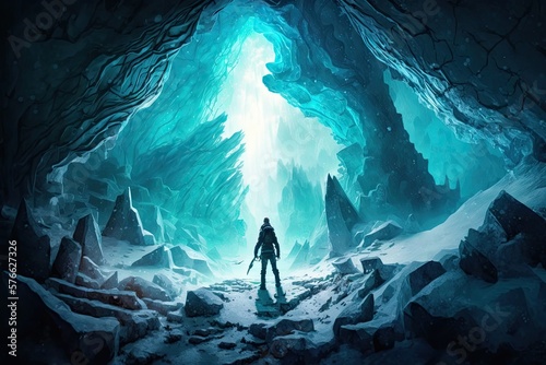 Frozen Vault - An Encounter at the Depths of an Icy Cave Generative AI