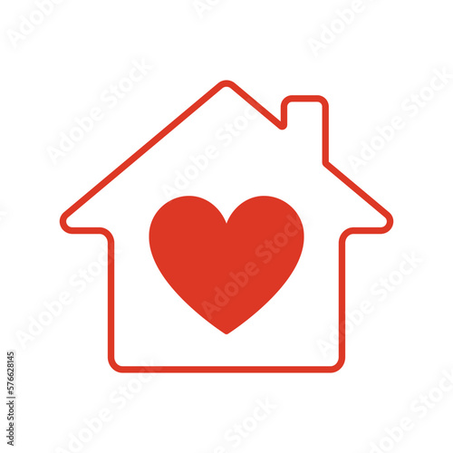House icon with heart. Vector illustration.