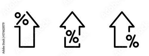 Percent sign with arrow icon, grow up illustration