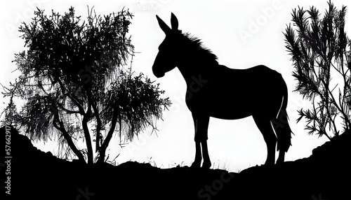 Balaam donkey, Silhouette, generative ai photo