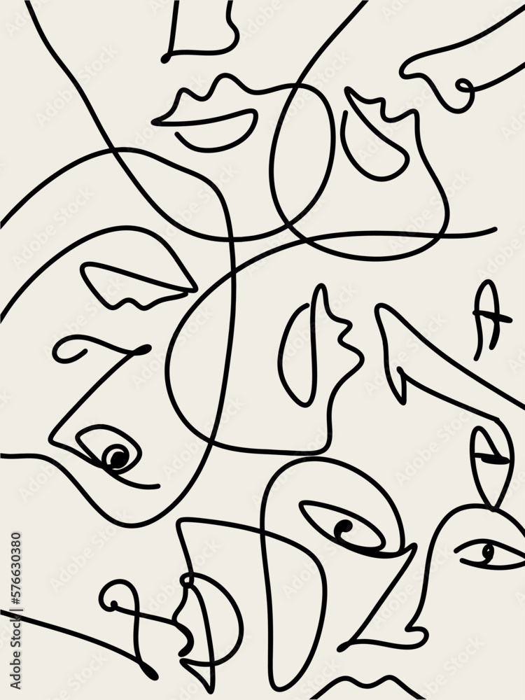 Background line portrait beautiful woman vector