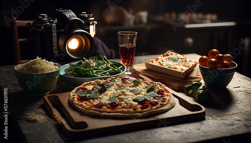 cinematic photography of beautifully prepared pizza on the table © Ranadhie