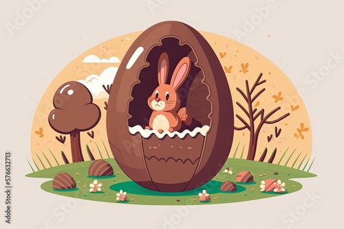 easter bunny inside chocolate egg cartoon clip art preview