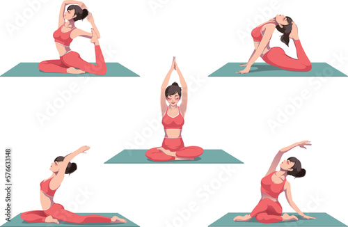Young girl doing yoga exercises.