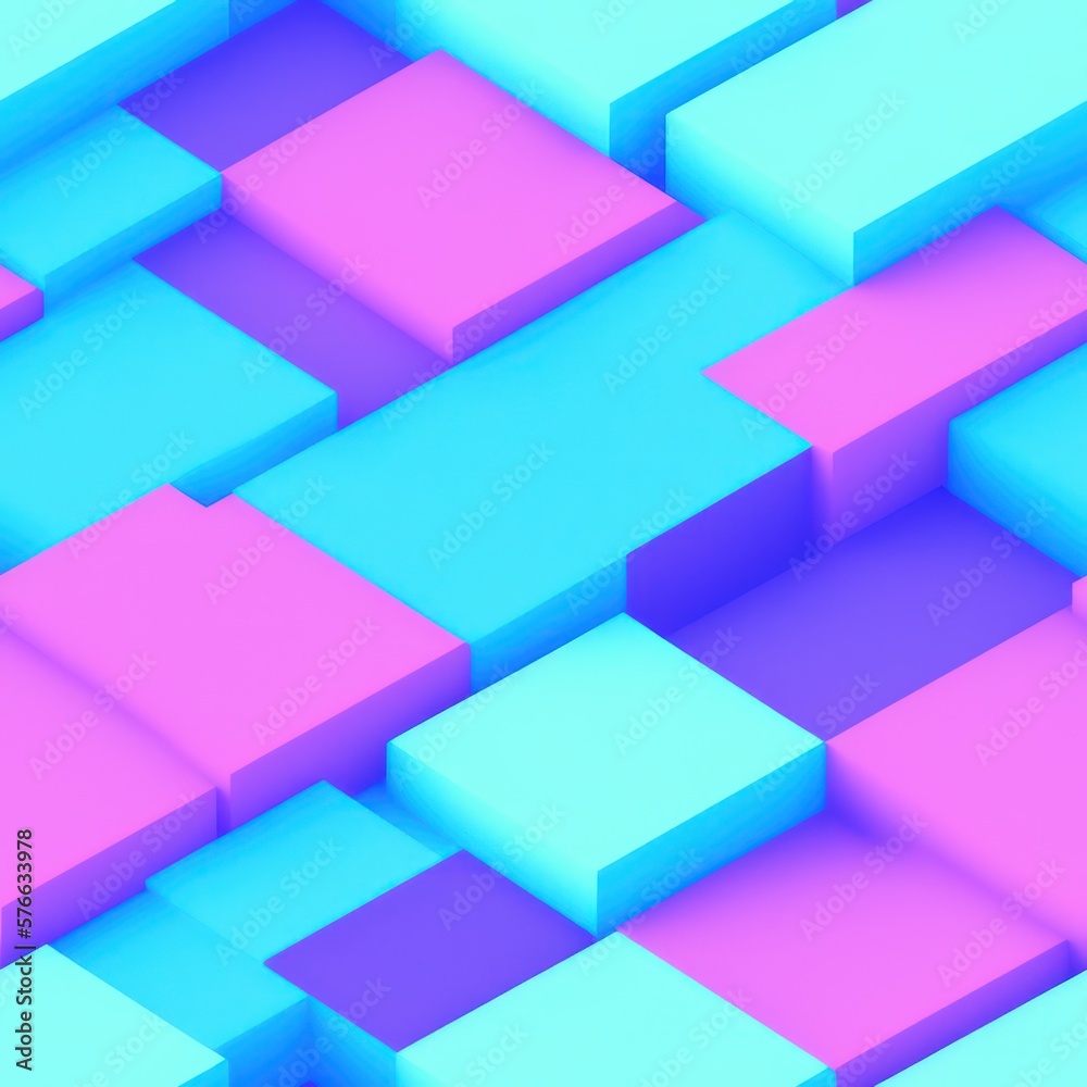 Fototapeta premium Abstract 3D isometric cube pattern background with a pastel color palette, generative ai
