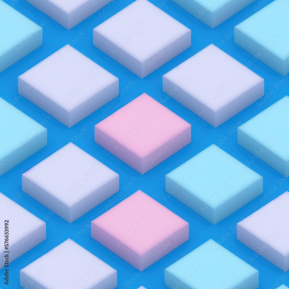 Abstract 3D isometric cube pattern background with a pastel color palette, generative ai