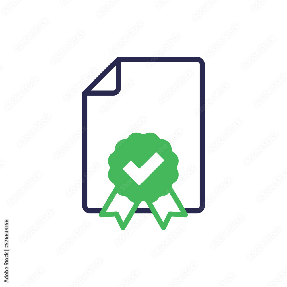 Document certified thin line icon. Diploma, certification, award, verified. Modern vector illustration. Document certified thin line icon. Diploma, certification, award, verified. Modern vector illustration.