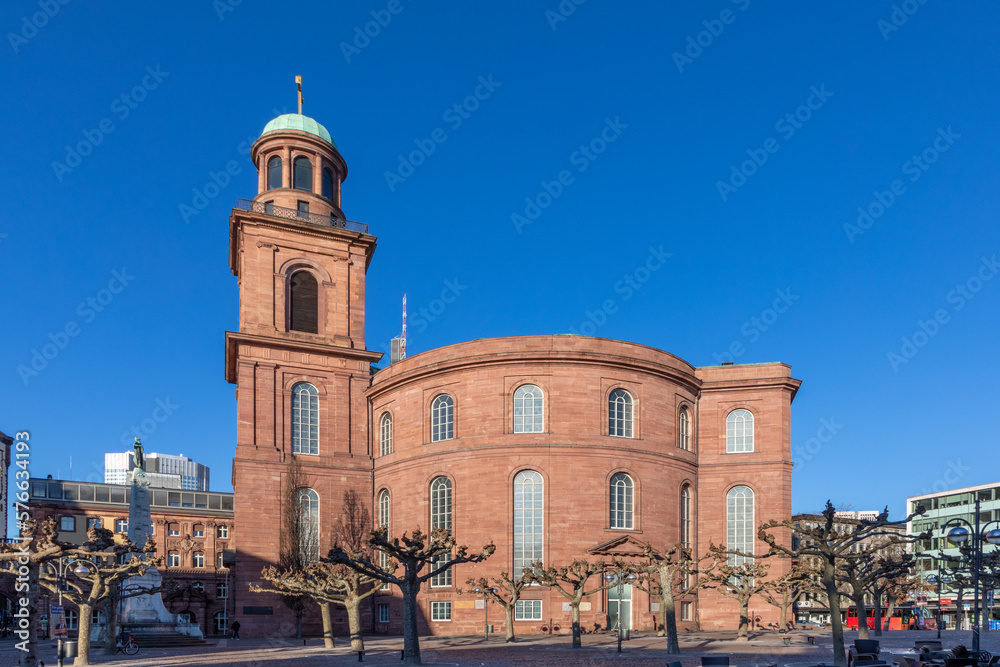 scenic morning view to church of St. Paul - german: Paulskirche -