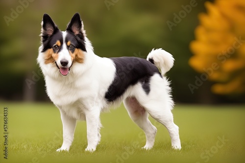 Attentive border collie dog in the park, generative ai. Cute border collie puppy