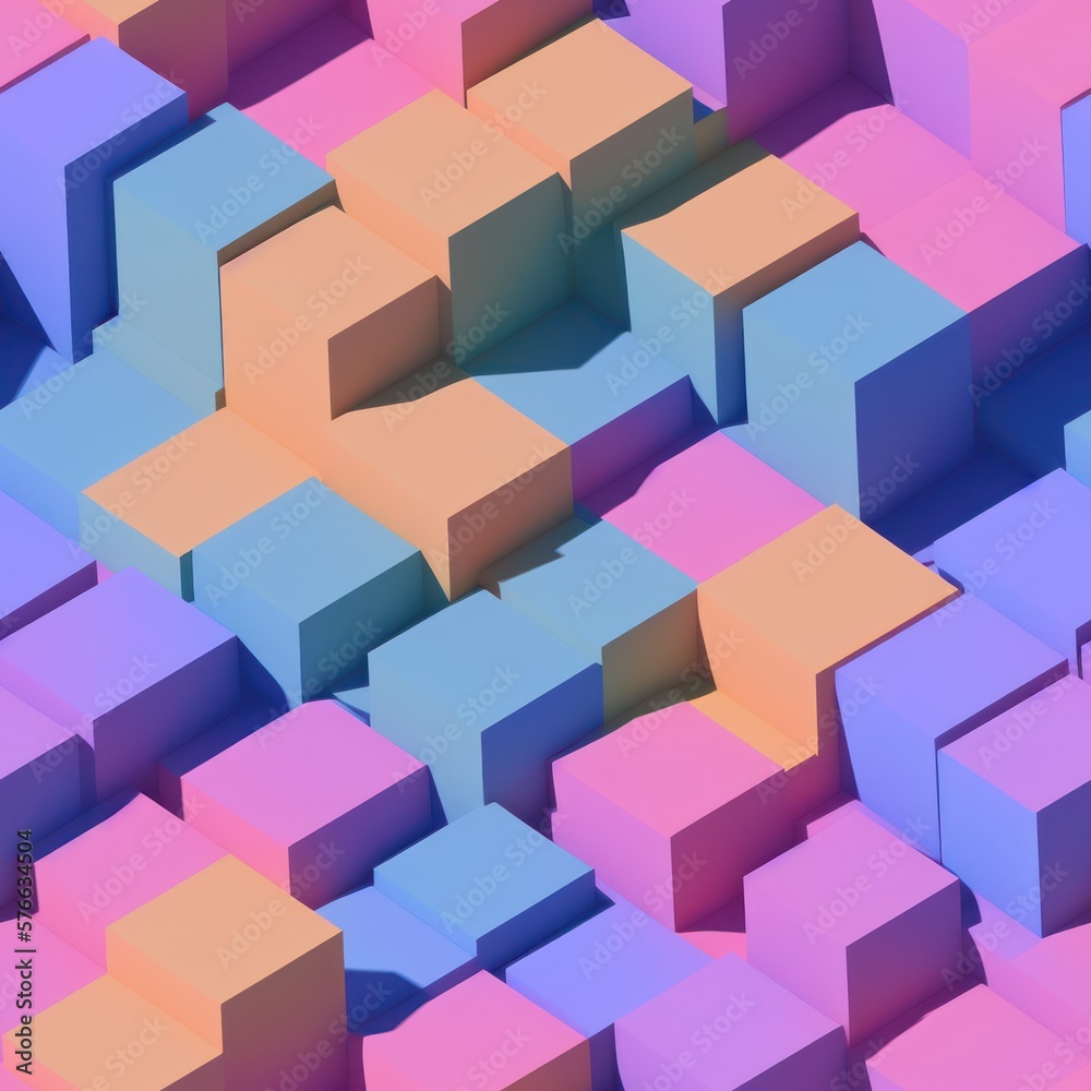 Abstract 3D isometric cube pattern background with a pastel color palette, generative ai Abstract 3D isometric cube pattern background with a pastel color palette, generative ai