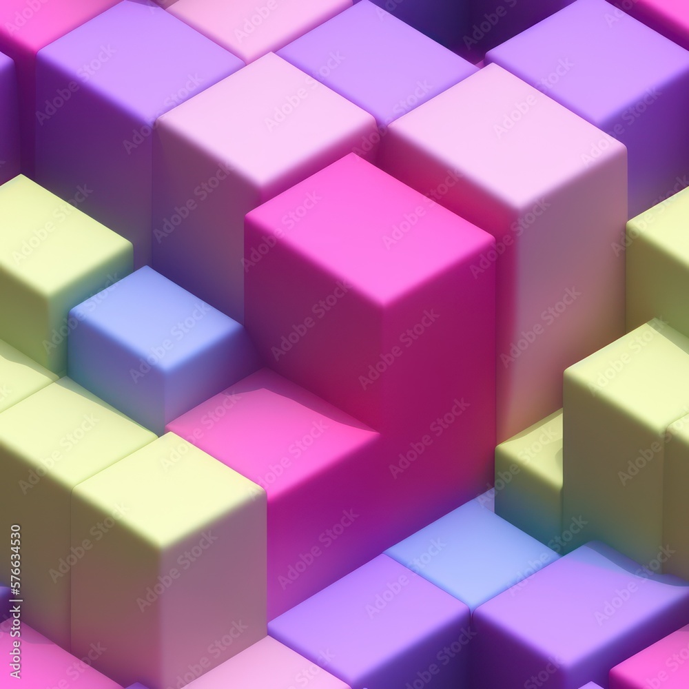Abstract 3D isometric cube pattern background with a pastel color palette, generative ai Abstract 3D isometric cube pattern background with a pastel color palette, generative ai