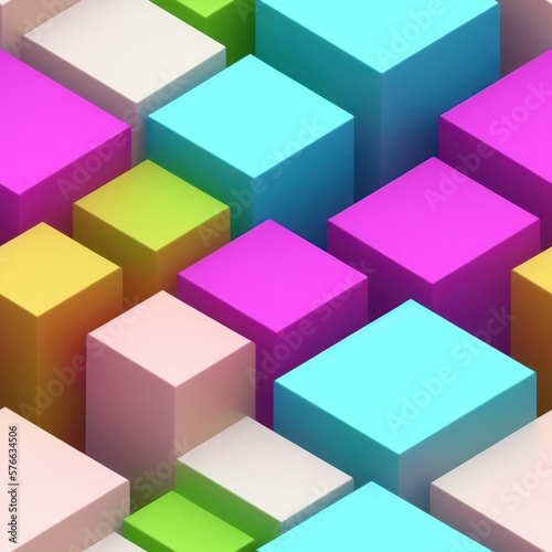 Abstract 3D isometric cube pattern background with a pastel color palette  generative ai