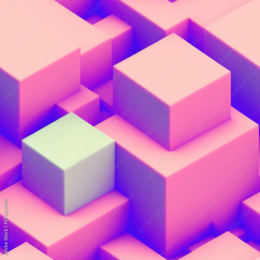 Abstract 3D isometric cube pattern background with a pastel color palette, generative ai Abstract 3D isometric cube pattern background with a pastel color palette, generative ai