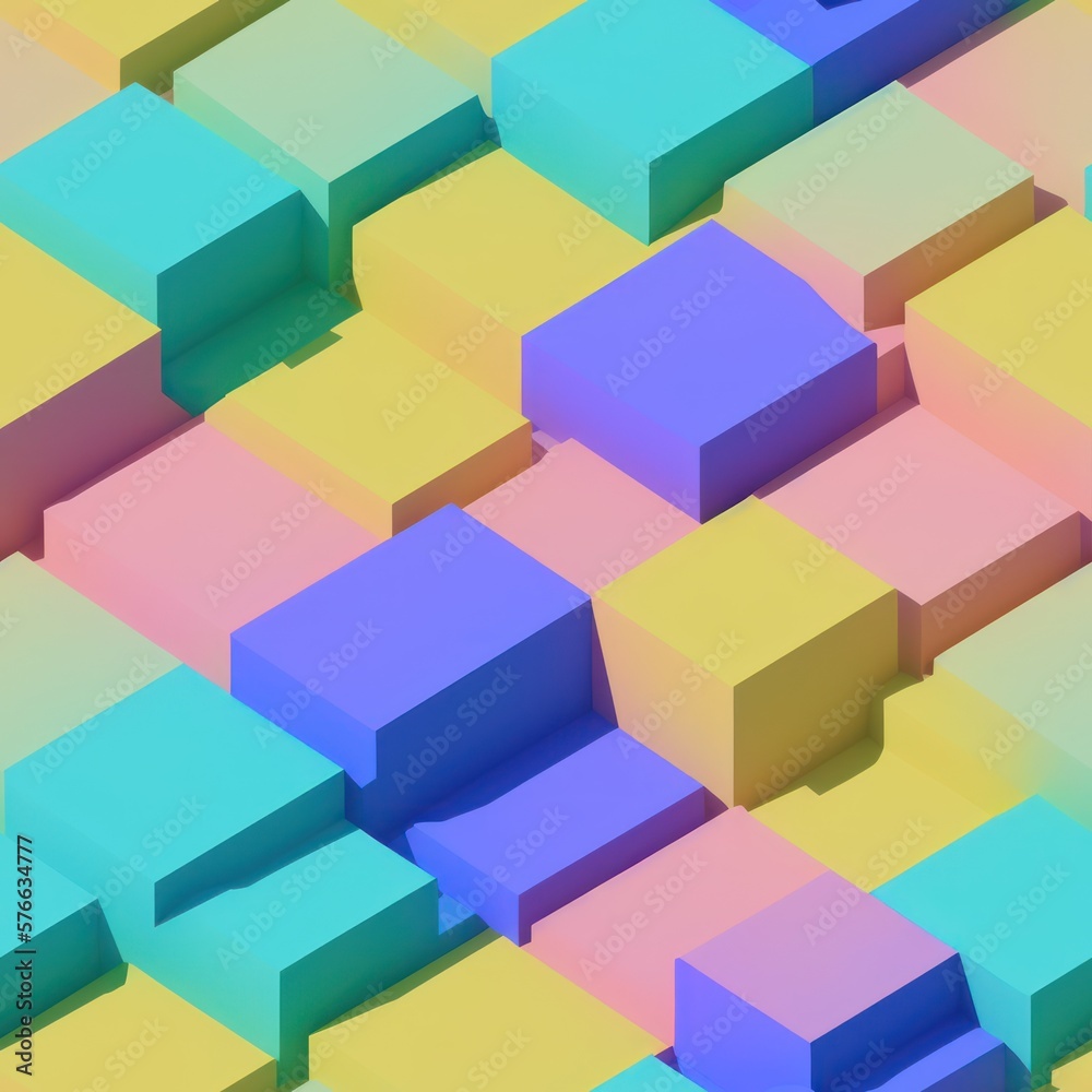Abstract 3D isometric cube pattern background with a pastel color palette, generative ai Abstract 3D isometric cube pattern background with a pastel color palette, generative ai