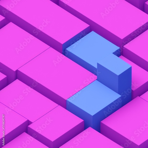 Abstract 3D isometric cube pattern background with a pastel color palette, generative ai