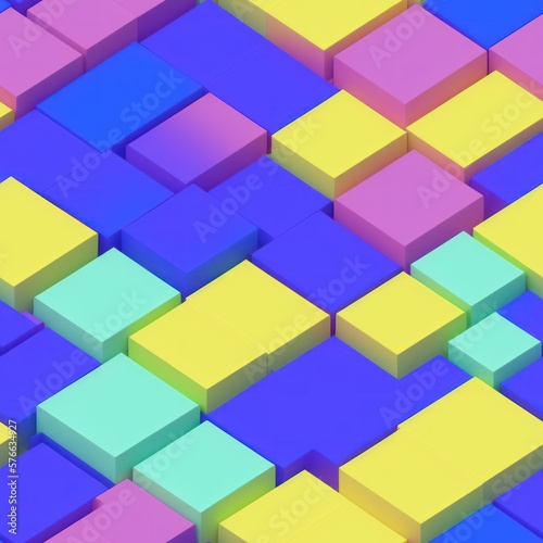 Abstract 3D isometric cube pattern background with a pastel color palette, generative ai