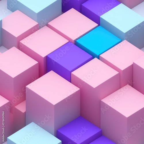 Abstract 3D isometric cube pattern background with a pastel color palette  generative ai