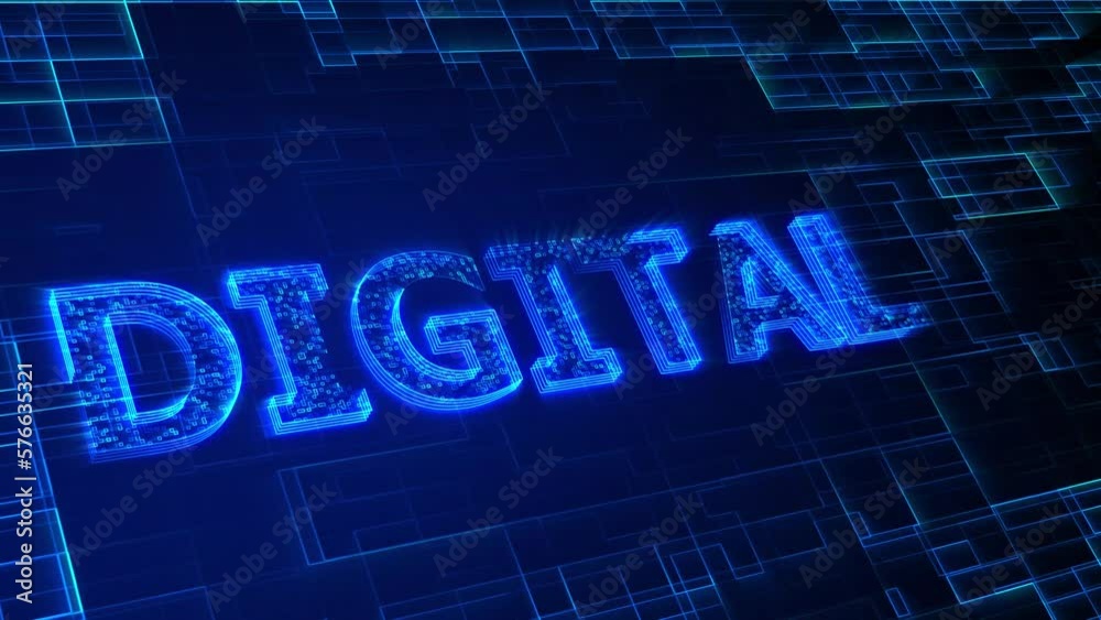 Digital text animation 4k. word on digital screen. Digital text animation 4k. word on digital screen.