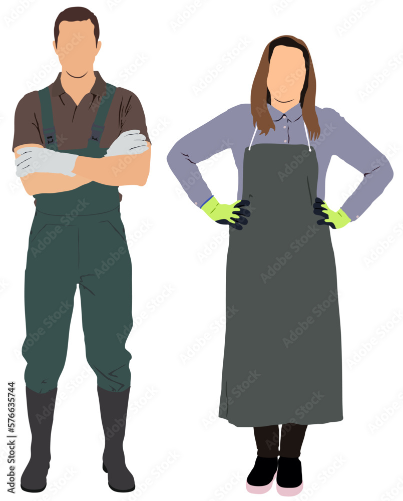 Pair of male and female gardeners.