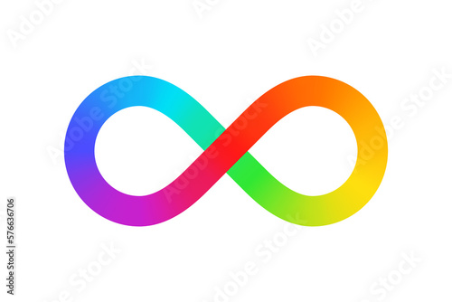 Rainbow gradient infinity symbol isolated PNG photo