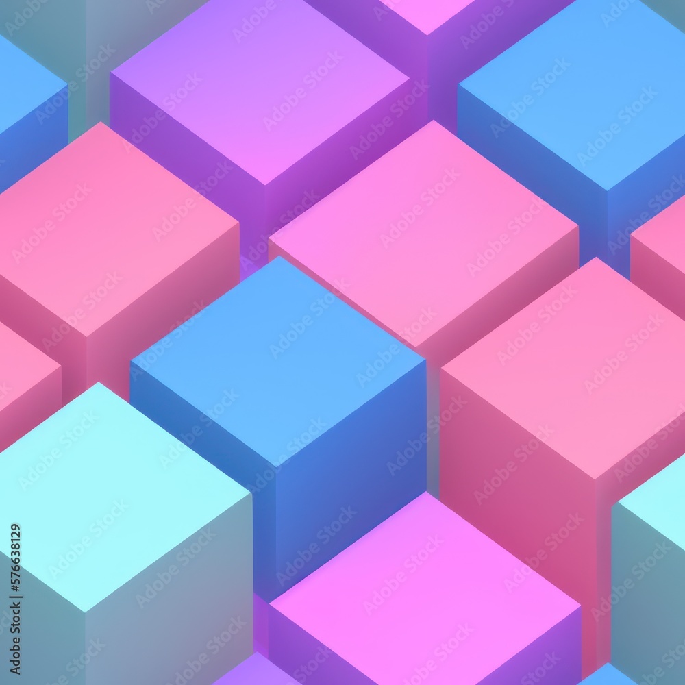 Abstract 3D isometric cube pattern background with a pastel color palette, generative ai Abstract 3D isometric cube pattern background with a pastel color palette, generative ai