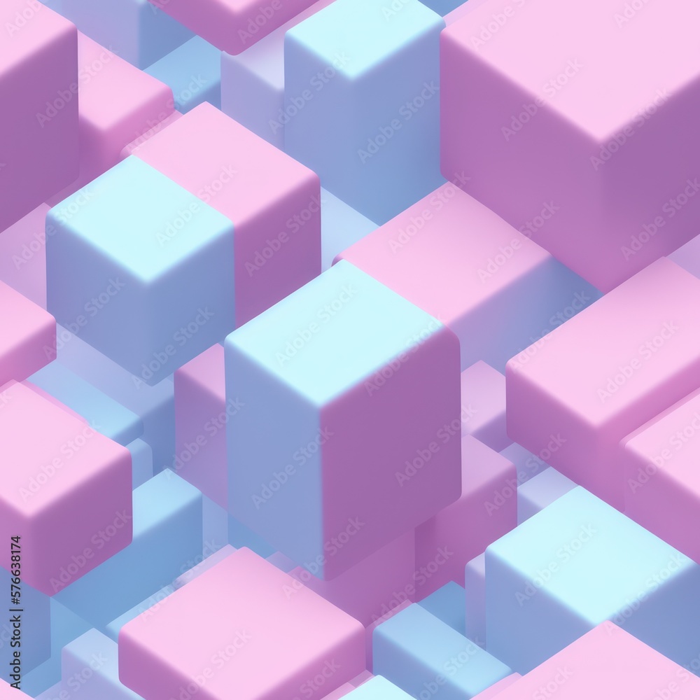 Abstract 3D isometric cube pattern background with a pastel color palette, generative ai Abstract 3D isometric cube pattern background with a pastel color palette, generative ai