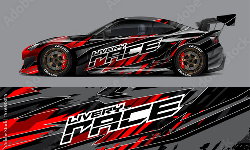 car livery design vector. Graphic abstract stripe racing background designs for wrap © susi