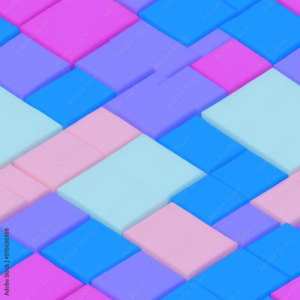 Abstract 3D isometric cube pattern background with a pastel color palette, generative ai