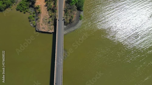 bridge in a river top view Alibag India Revdanda Murud Bridge photo