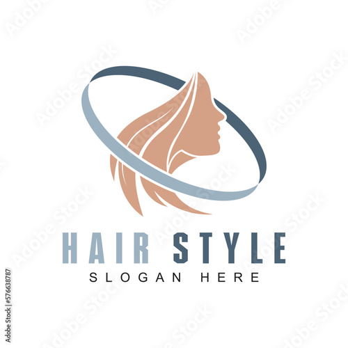 Hair salon logo design template. Beautiful hairstyle sign.