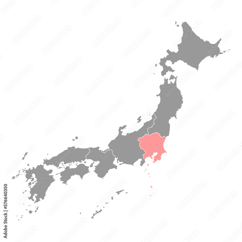 Kanto map, Japan region. Vector illustration