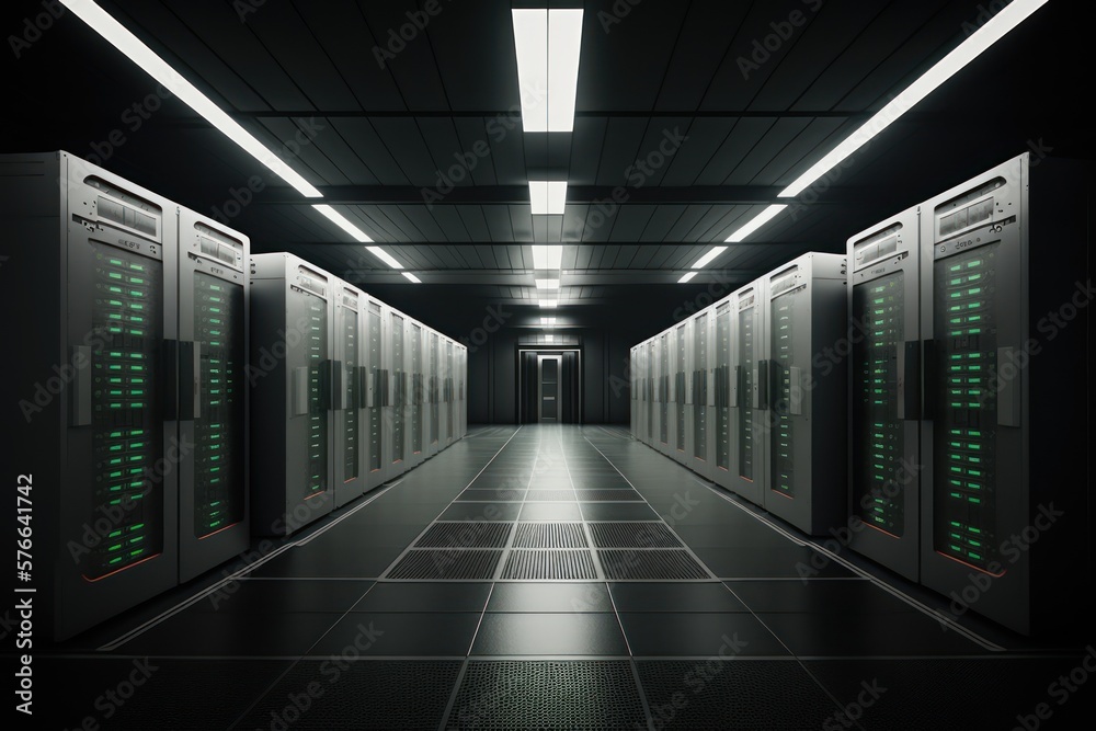 Servers data center room. Generative AI