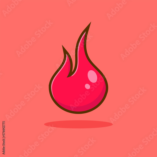 Fire Flat Cartoon Icon. Fire Logo Concept Isolated Premium Vector Illustration