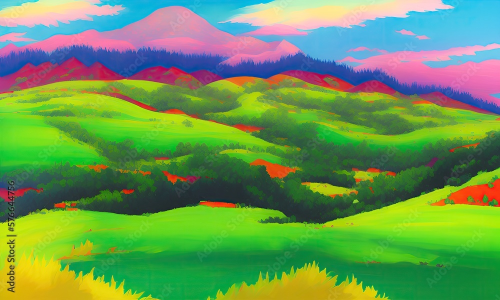 A landscape painting in the style of an old masterpiece Generative ai