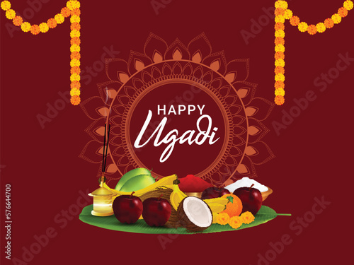 Indian festival happy gudi padwa celebration greeting card