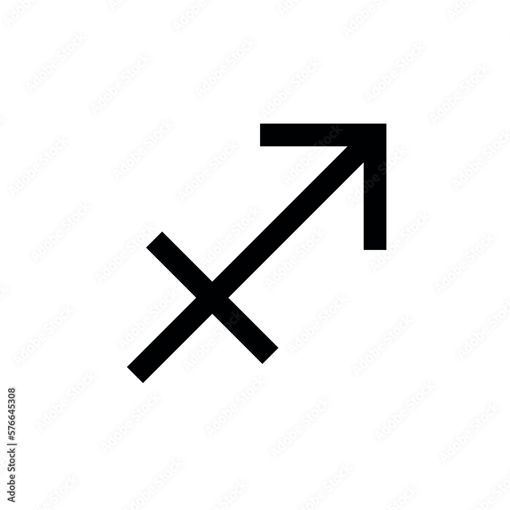 Obraz premium Sagittarius zodiac sign icon. One of the 12 symbols of astrology. Attribute of a horoscope or cosmos.