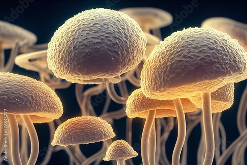 Print op canvas Candida auris fungi, emerging multidrug resistant fungus, 3D illustration