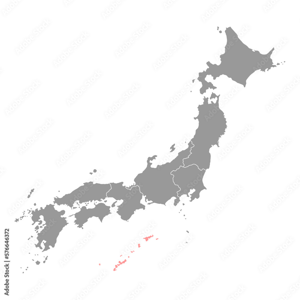 Okinawa map, Japan region. Vector illustration