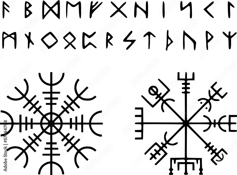 Vikinger - alte Runen, Kompass und Symbole