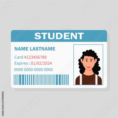 Student id card. University, school, college identity card with photo. Vector illustration.
