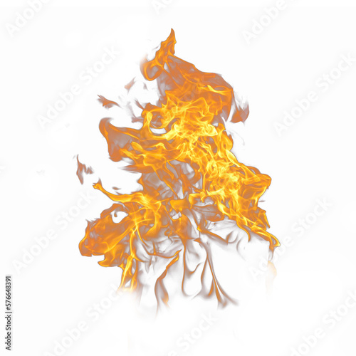 Hot fire flame on a white background 