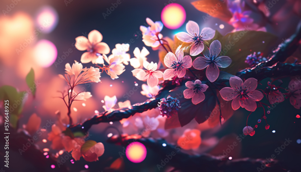 illustration cherry blossoms on a spring morning