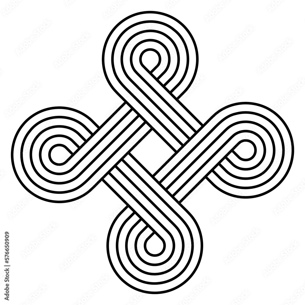 Nudo celta entrelazado en forma de cruz. Icono plano lineal abstracto - obrazy, fototapety, plakaty 