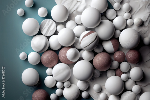 A set of marbles with a black ball in the middle. Generative ai