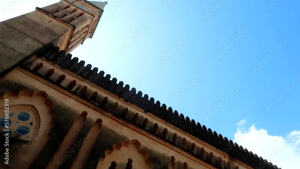Exterior establisher view of Christ Church Anglican Cathedral in Zanzibar, pan Exterior establisher view of Christ Church Anglican Cathedral in Zanzibar, pan
